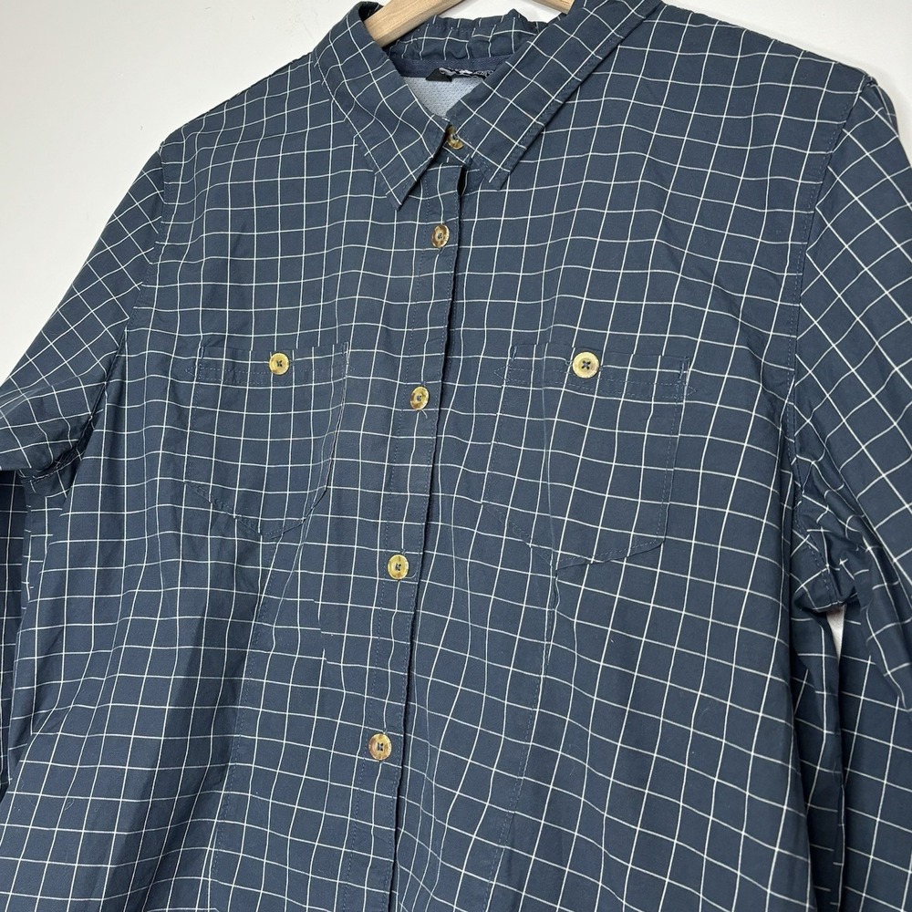 The North Face Shirt Vented Button Roll Tab Sleeve Extra Large XL Blue Gorp Hike